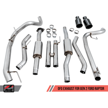 AWE Tuning 2017+ Ford Raptor 0 FG Performance Exhaust System - w/ Diamond Black Tips