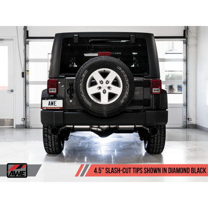 AWE Tuning 07-18 Jeep Wrangler JK/JKU 3.6L Tread Edition Axle-Back Dual Exhaust - Diamond Black Tips