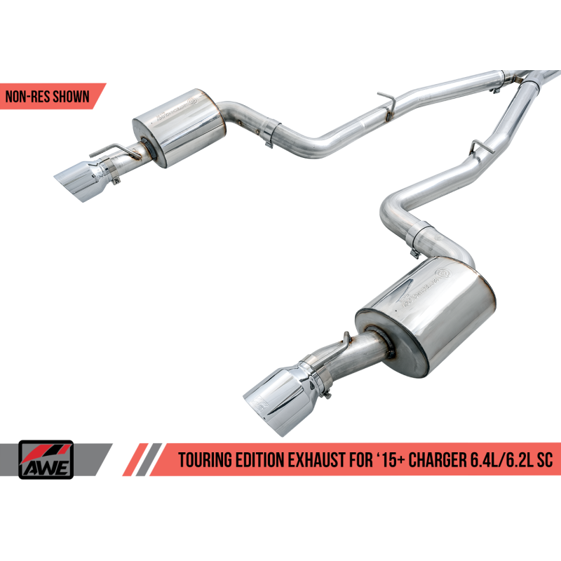 AWE Tuning 2015+ Dodge Charger 6.4L/6.2L SC Non-Resonated Touring Edition Exhaust - Silver Tips