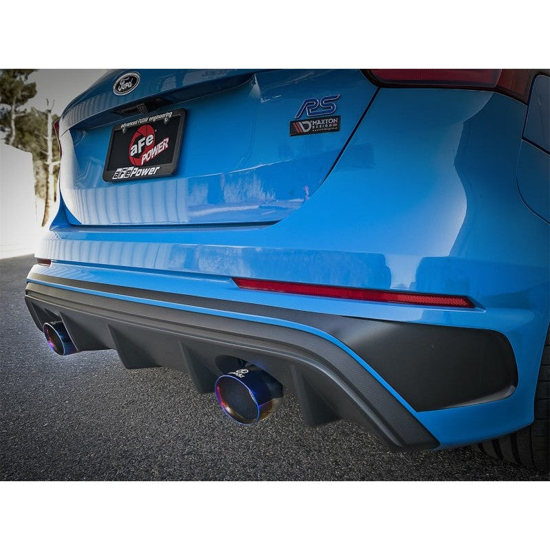 aFe Takeda 3in 304 SS Axle-Back Exhaust System w/ Blue Flame Tip 16-18 Ford Focus RS 2.3L (t)