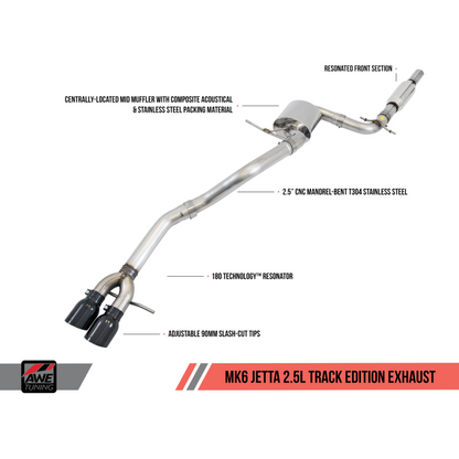 AWE Tuning Mk6 Jetta 2.5L Track Edition Exhaust - Polished Silver Tips