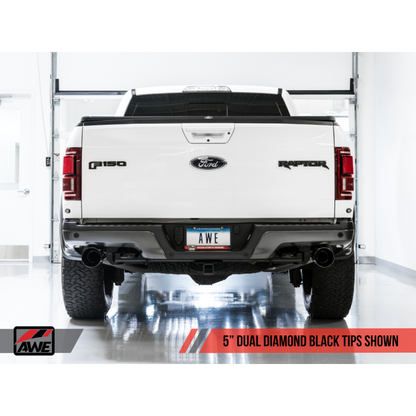 AWE Tuning 2017+ Ford Raptor 0 FG Performance Exhaust System - w/ Diamond Black Tips