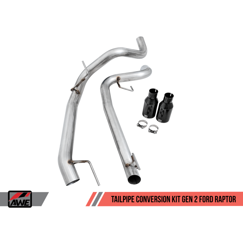 AWE Tuning 2017+ Ford Raptor Tailpipe Conversion Kit w/ Diamond Black Tips
