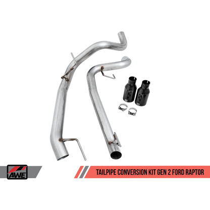 AWE Tuning 2017+ Ford Raptor Tailpipe Conversion Kit w/ Diamond Black Tips