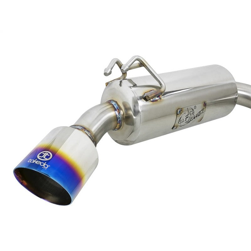 aFe Takeda 3in. to 2.5in. 304 SS C/B Exhaust 08-15 Mitsubishi EVO I4-2.0L (t) - Blue Flamed Tips