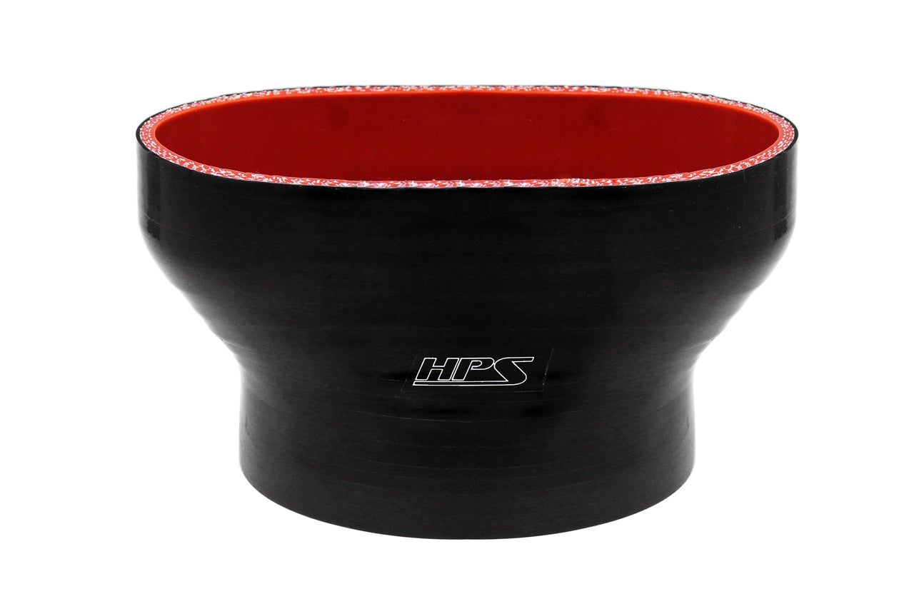 HPS Oval to Round Silicone Reducer Coupler Hose for Ford GT500 Throttle Body Black