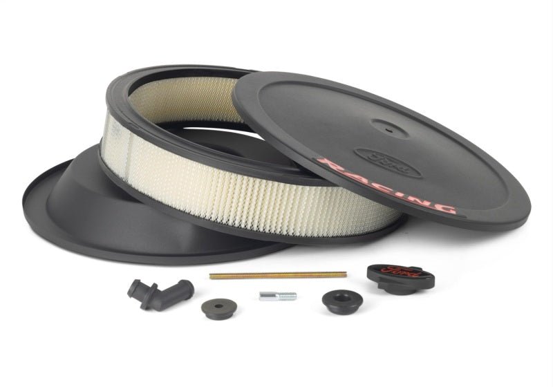 Ford Racing Air Cleaner Kit - Black Crinkle Finish w/ Red Emblem-Air Filters - Universal Fit-Ford Racing