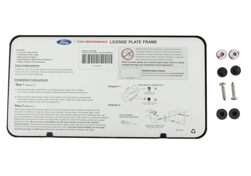 Ford Racing Ford Performance Slim License Plate Frame - Black Stainless Steel-License Frame-Ford Racing