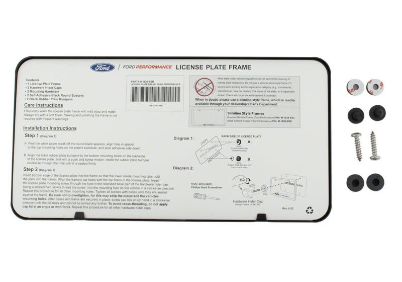 Ford Racing Ford Performance Slim License Plate Frame - Black Stainless Steel-License Frame-Ford Racing