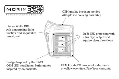 Ford Super Duty (11 - 16): Morimoto XB LED Headlights (White DRL) - Headlights - Morimoto XB LED Headlights