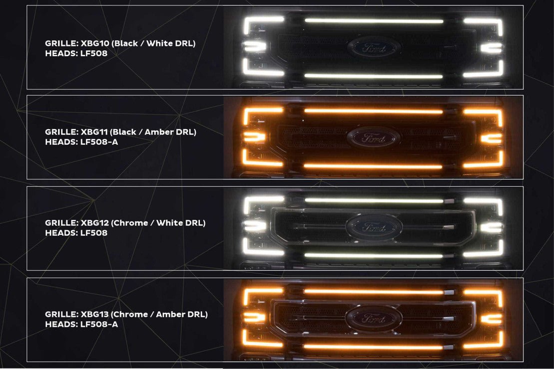 Ford Super Duty Facelift Kit: 17 - 19 To 20 - 22 Front End - Grilles - Morimoto XB LED Headlights