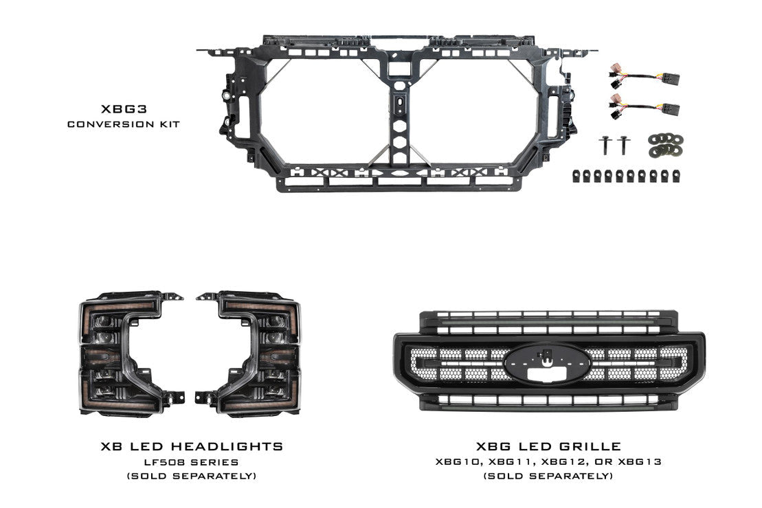 Ford Super Duty Facelift Kit: 17 - 19 To 20 - 22 Front End - Grilles - Morimoto XB LED Headlights