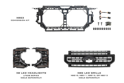 Ford Super Duty Facelift Kit: 17 - 19 To 20 - 22 Front End - Grilles - Morimoto XB LED Headlights