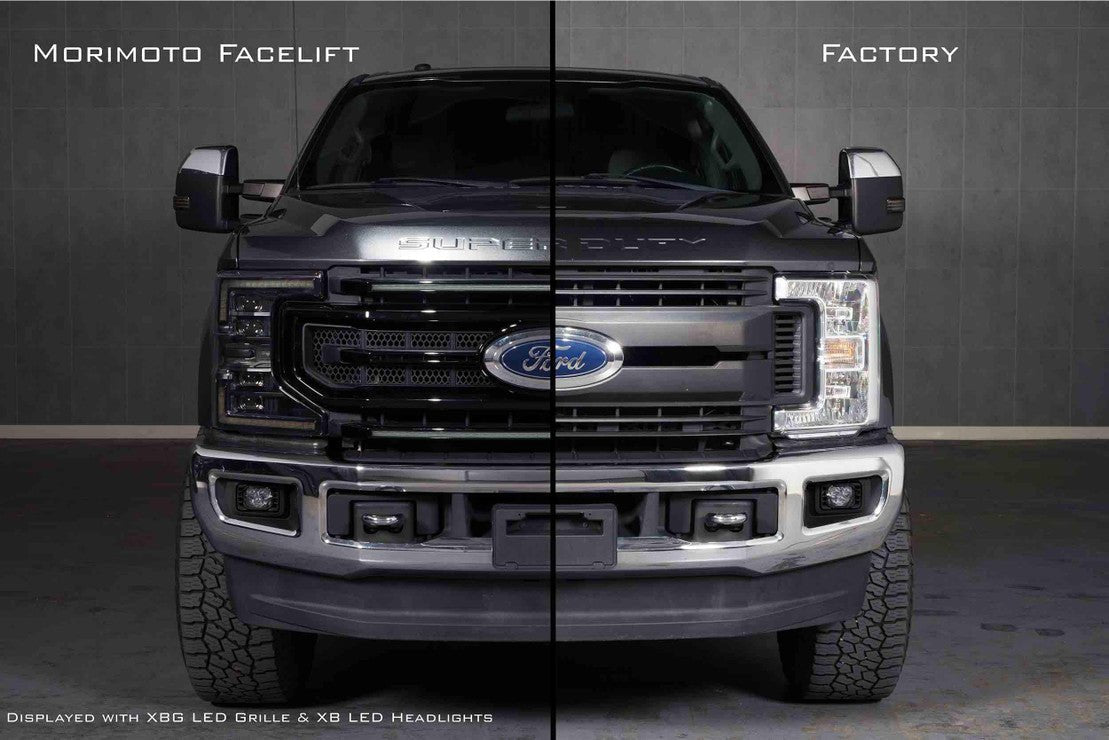 Ford Super Duty Facelift Kit: 17 - 19 To 20 - 22 Front End - Grilles - Morimoto XB LED Headlights