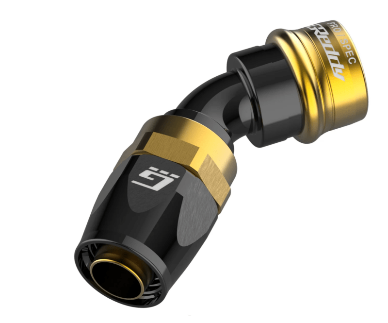 GReddy AN06 PRO/SPEC 45deg. Swivel Hose - End - Black/Gold anodized - Oil Line Kits - GReddy