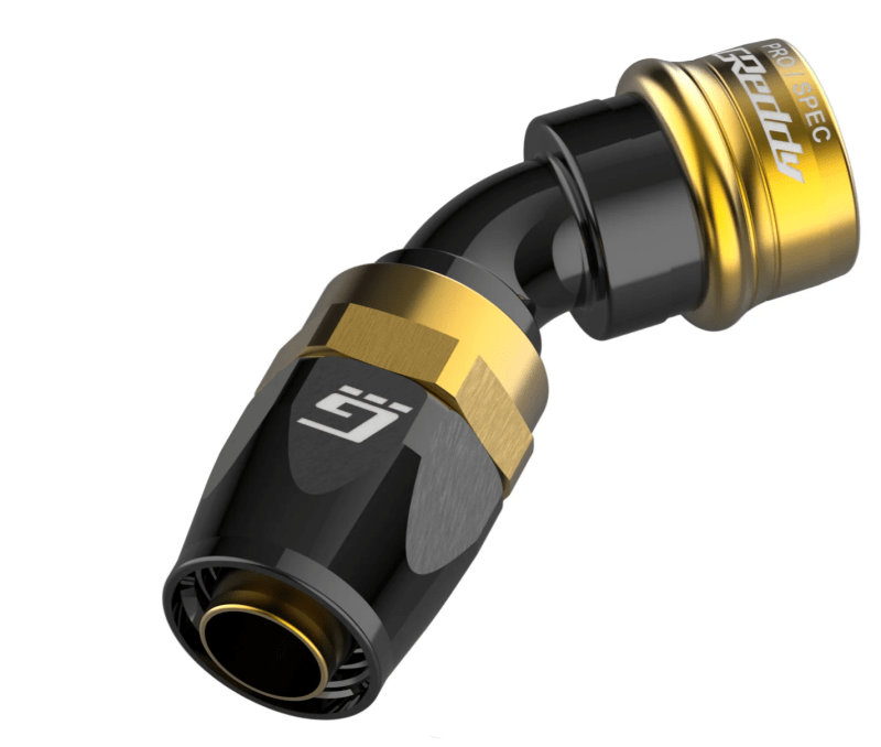 GReddy PRO/SPEC 45 Degree Quick Release Hose End Black/Gold - Oil Line Kits - GReddy