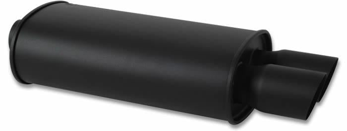 Vibrant StreetPower FLAT BLACK Oval Muffler with Single 3in Outlet - 3in inlet I.D.