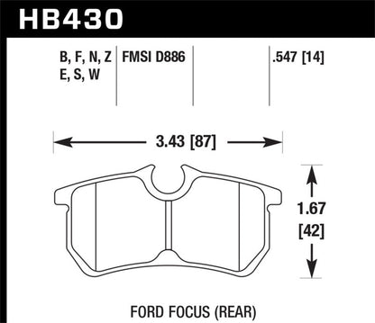 Hawk 00-07 Ford Focus DTC-30 Rear Race Brake Pads-Brake Pads - Racing-Hawk Performance