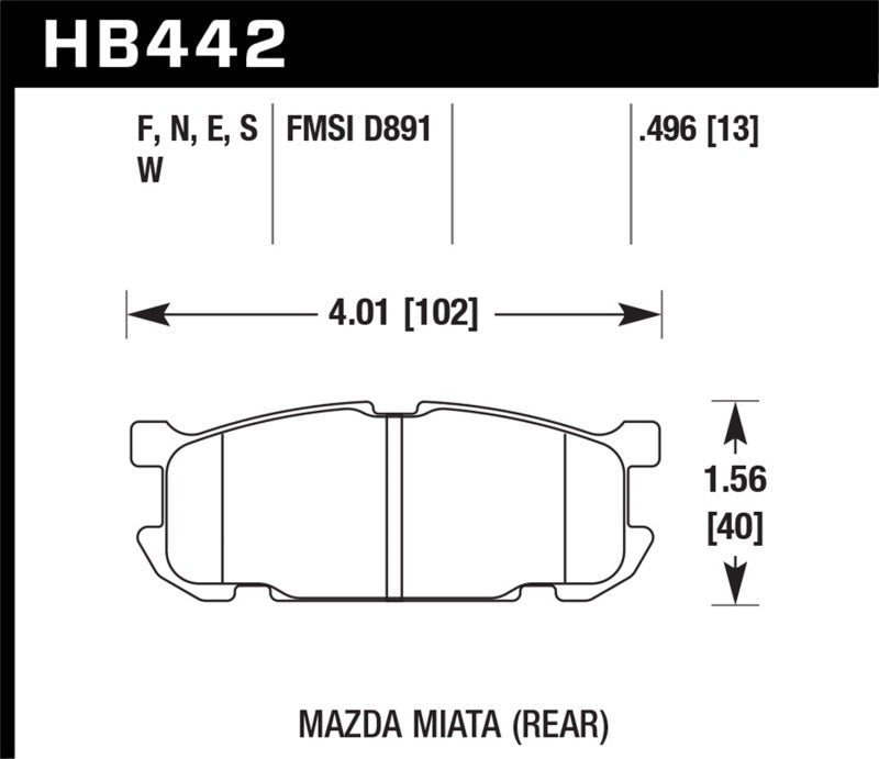 Hawk 01-02 Miata w/ Sport Suspension HPS Street Rear Brake Pads (D891)-Brake Pads - Performance-Hawk Performance
