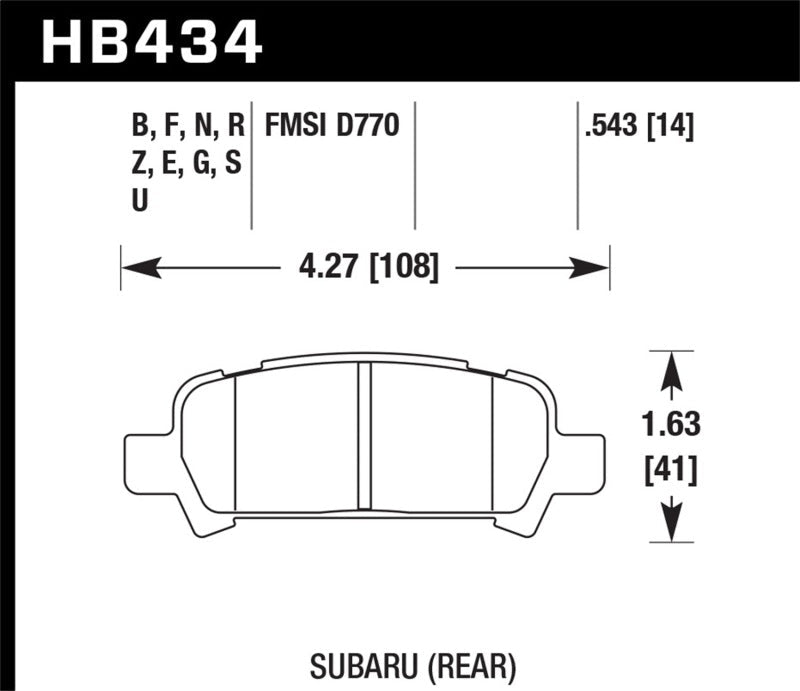 Hawk 02-03 WRX / 05-08 LGT D770 Performance Ceramic Street Rear Brake Pads-Brake Pads - Performance-Hawk Performance