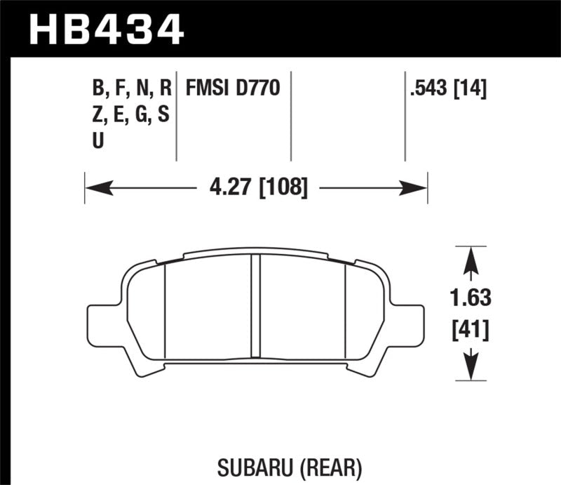 Hawk 02-03 WRX / 05-08 LGT D770 Performance Ceramic Street Rear Brake Pads-Brake Pads - Performance-Hawk Performance
