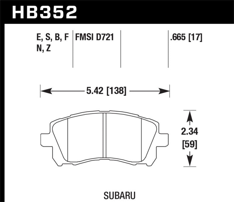Hawk 02-03 WRX / 98-01 Impreza / 97-02 Legacy 2.5L / 98-02 Forester 2.5L D721 HPS Street Front Brake-Brake Pads - Performance-Hawk Performance