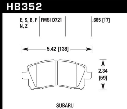 Hawk 02-03 WRX / 98-01 Impreza / 97-02 Legacy 2.5L / 98-02 Forester 2.5L D721 HPS Street Front Brake-Brake Pads - Performance-Hawk Performance