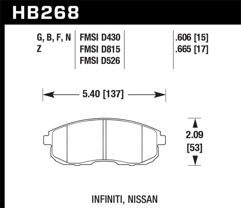 Hawk 03-04 G35/03-05 G35X/ 02-05 350z w/o Brembo HPS Street Front Brake Pads-Brake Pads - Performance-Hawk Performance