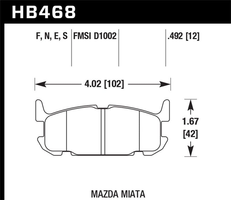 Hawk 03-05 Miata w/ Sport Suspension Blue 9012 Race Rear Brake Pads D1002-Brake Pads - Racing-Hawk Performance