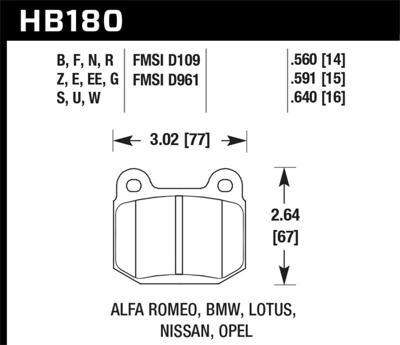 Hawk 03-06 Evo / 04-09 STi / 03-07 350z Track HP+ Street Rear Brake Pads-Brake Pads - Performance-Hawk Performance