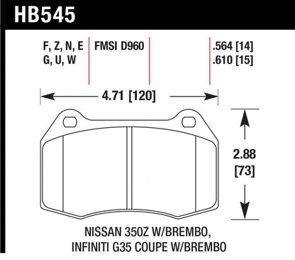Hawk 03-07 G35/350z w/ Brembo Performance Ceramic Street Front Brake Pads-Brake Pads - Performance-Hawk Performance