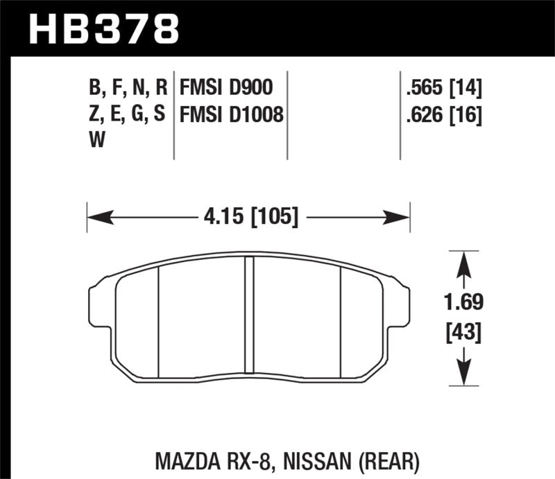 Hawk 03-07 RX8 HPS Street Rear Brake Pads (D1008)-Brake Pads - Performance-Hawk Performance