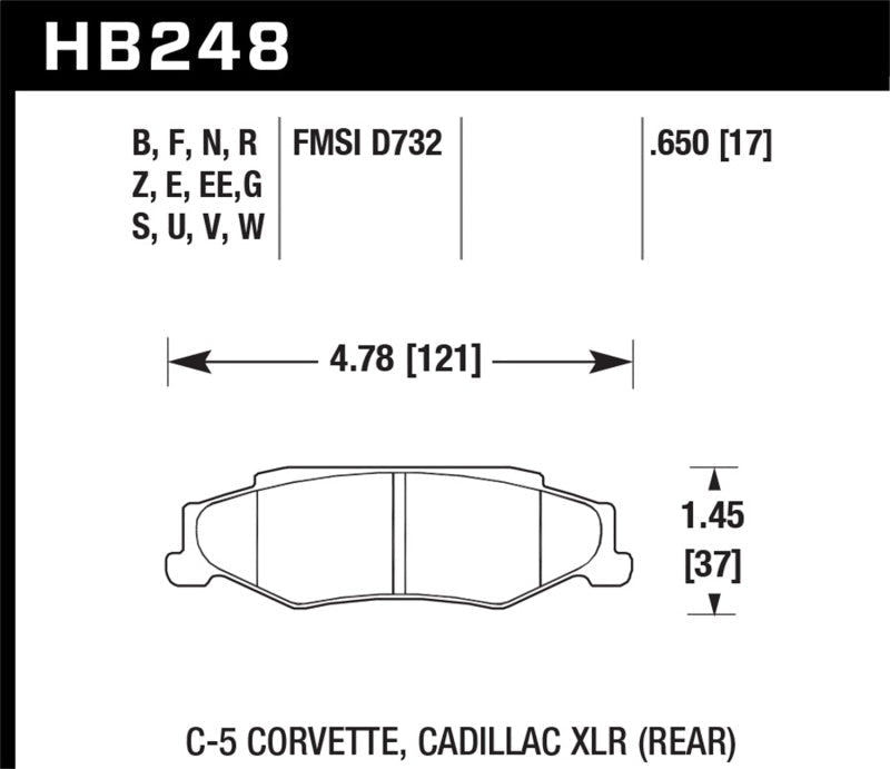 Hawk 04-09 Cadillac XLR / 97-11 Chevrolet Corvette DTC-60 Race Rear Brake Pads-Brake Pads - Racing-Hawk Performance