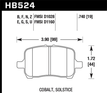 Hawk 05-07 Cobalt SS / 08-09 HHR / 04+ Malibu / 07A+ G5 GT / 06+ G6 / HPS Street Front Brake Pads-Brake Pads - Performance-Hawk Performance
