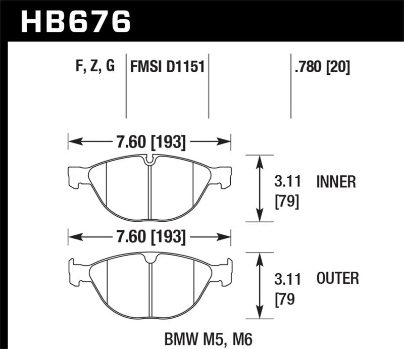 Hawk 06-10 BMW M5/M6 Perf Ceramic Street Front Brake Pads-Brake Pads - Performance-Hawk Performance