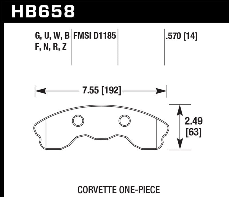 Hawk 06-10 Chevy Corvette (Improved Pad Design) Front HP+ Street Brake Pads-Brake Pads - Performance-Hawk Performance