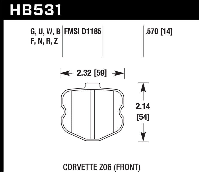 Hawk 06-10 Chevy Corvette (OEM Pad Design) Front HPS Sreet Brake Pads-Brake Pads - Performance-Hawk Performance