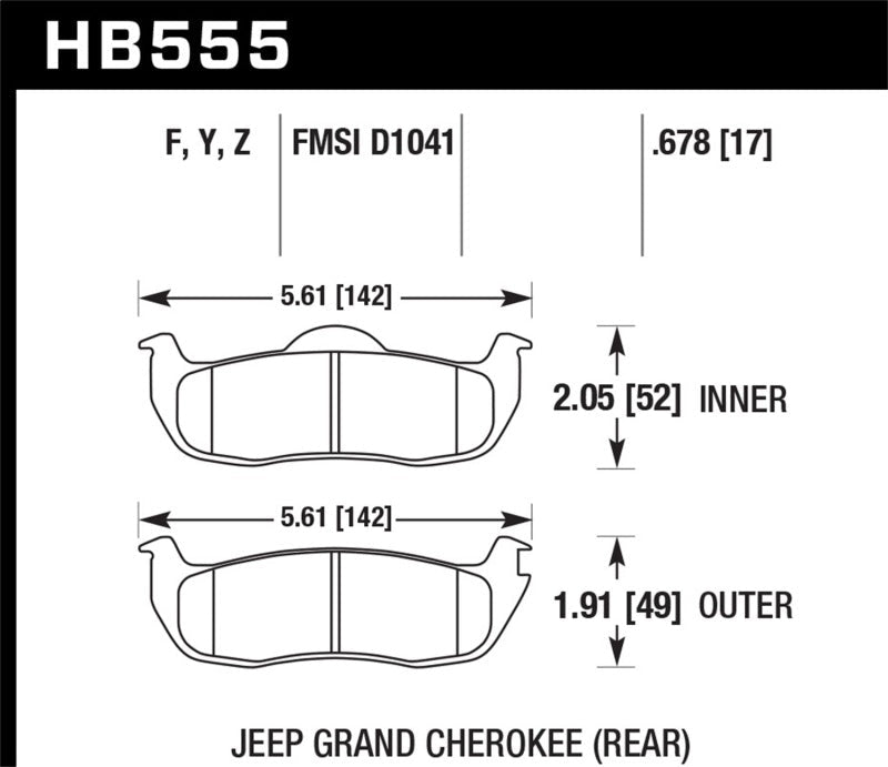 Hawk 06-10 Jeep Commander / 05-10 Grand Cherokee / 05-10 Armada / 04 Pathfinder / 04-10 Tital 5.6L /-Brake Pads - OE-Hawk Performance