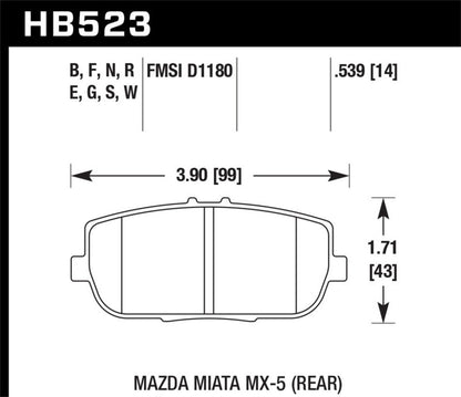 Hawk 06-10 Mazda Miata MX-5 DTC-30 Race Rear Brake Pads-Brake Pads - Racing-Hawk Performance