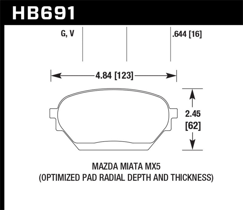 Hawk 06 - 14 Mazda MX - 5 DTC - 60 Race Front Brake Pads Brake Pads - Racing