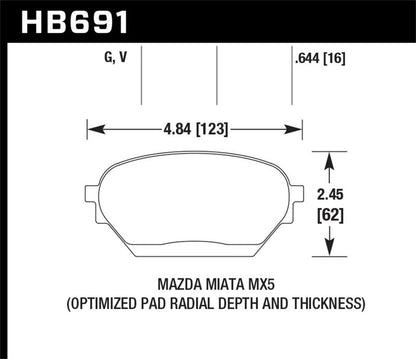Hawk 06 - 14 Mazda MX - 5 DTC - 60 Race Front Brake Pads Brake Pads - Racing