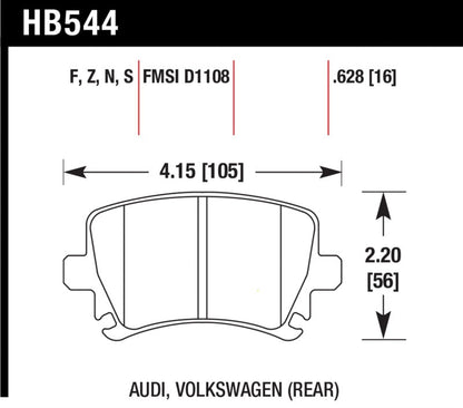 Hawk 06 Audi A6 Quattro Avant / 06-09 A6 Quattro HP+ Rear Brake Pads-Brake Pads - Performance-Hawk Performance