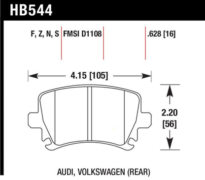 Hawk 06 Audi A6 Quattro Avant / 06-09 A6 Quattro HP+ Rear Brake Pads-Brake Pads - Performance-Hawk Performance