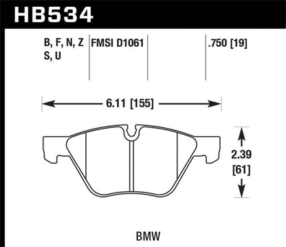 Hawk 08-12 BMW 128i /06 325i/325Xi /07 328i/328Xi /06 330i/330Xi Front HT-10 Race Brake Pads-Brake Pads - Racing-Hawk Performance