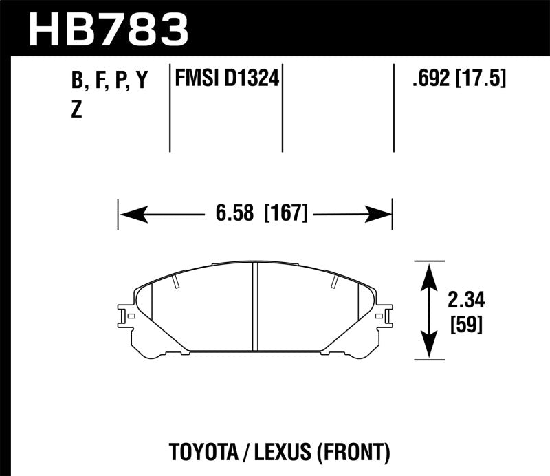 Hawk 08-16 Toyota Highlander Performance Ceramic Street Front Brake Pads-Brake Pads - Performance-Hawk Performance