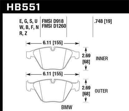 Hawk 09-13 BMW M3 DTC-60 Race Front Brake Pads-Brake Pads - Racing-Hawk Performance