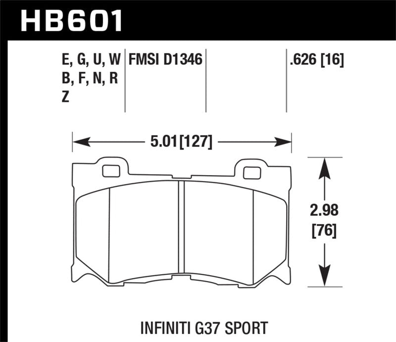Hawk 10-11 Infiniti FX50 / 09-10 G37 / 09-10 Nissan 370Z DTC-60 Race Front Brake Pads-Brake Pads - Racing-Hawk Performance