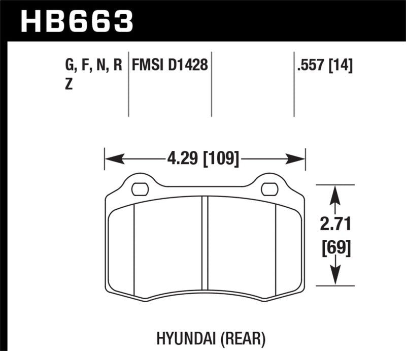 Hawk 10 Hyundai Genesis Coupe (Track w/ Brembo Breaks) HPS Street 14mm Rear Brake Pads-Brake Pads - Performance-Hawk Performance