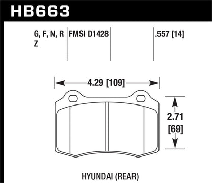 Hawk 10 Hyundai Genesis Coupe (Track w/ Brembo Breaks) HPS Street 14mm Rear Brake Pads-Brake Pads - Performance-Hawk Performance
