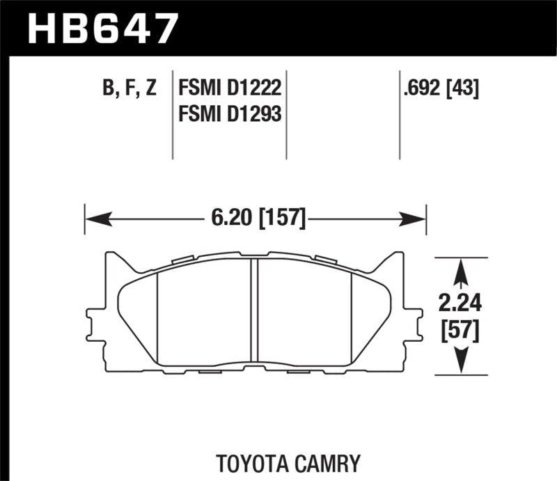 Hawk 10 Lexus ES350 / 07-11 Toyota Camry SE/XLE HPS Street Front Brake Pads-Brake Pads - Performance-Hawk Performance